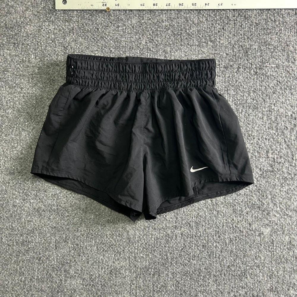 Nike Shorts Womens XS Black Dri-Fit Running Smocked Waist Athletic Activewear